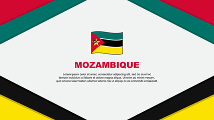 Mozambique Flag Abstract Background Design Template. Mozambique Independence Day Banner Cartoon Vector Illustration. Mozambique Template