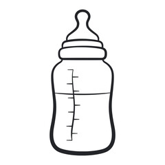 baby bottle black contour isolated