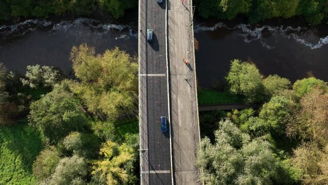 Motorway bridge with a discontinuous lane in 4k