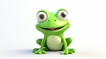 Obraz premium cute cartoon frog with big eyes and smile, illustration for kids