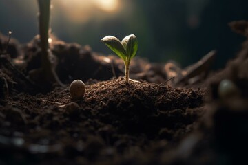 New life emerging from soil. Generative AI