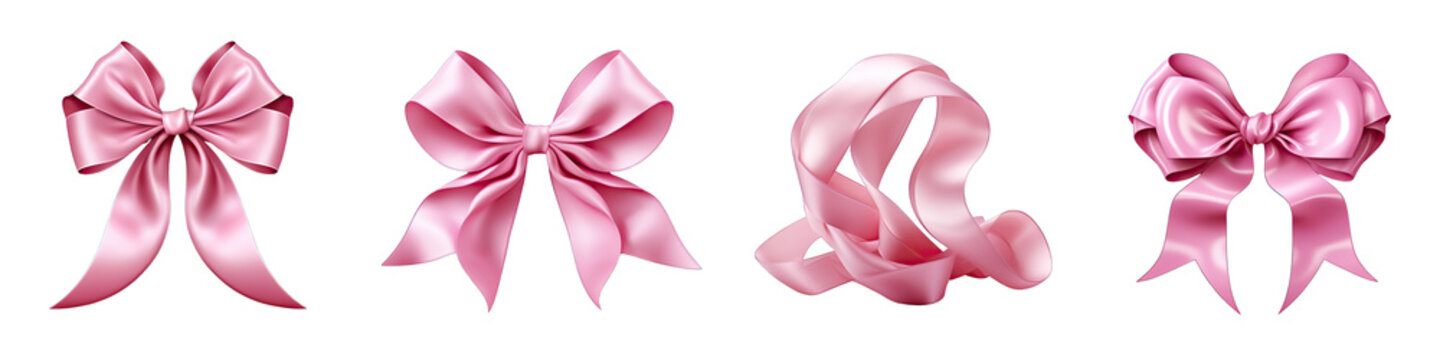 Pink Ribbon Color Bows Isolated on Transparent Background 24187203 PNG