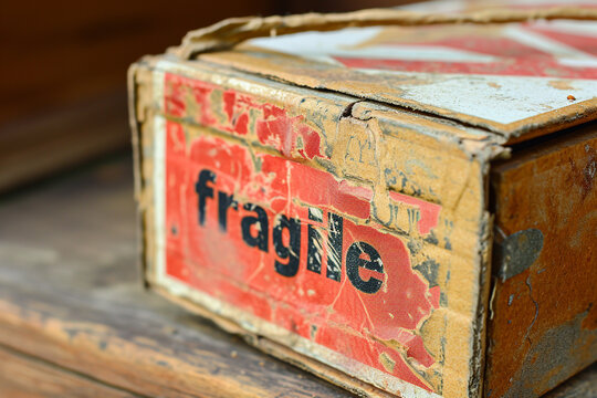 outline of a box with the word "fragile" written on it, a classic symbol for delicate or breakable items during transportation