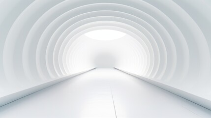  a white tunnel with a white floor and light at the end of the tunnel is a white tunnel with a white floor and light at the end of the tunnel is empty.