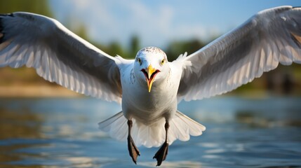 Obraz premium European herring gull in flight