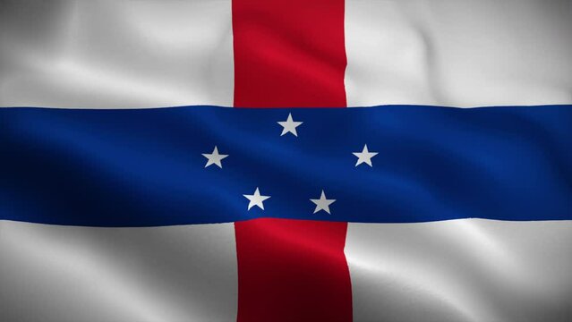Netherlands Antilles flag waving animation, perfect loop, official colors, 4K video