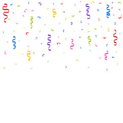 Cute colorful confetti ribbon frame border banner party birthday decoration vector illustration