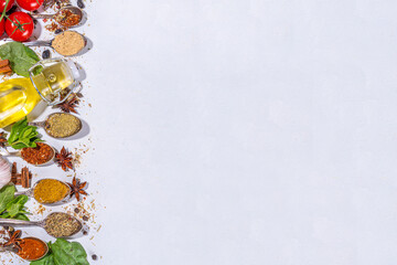 Various spices and herbs background