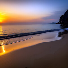 Fototapeta premium Sunset at Ao Nang beach, Krabi, Thailand. 