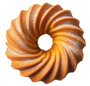 Bundt cake isolated on transparent background, top view