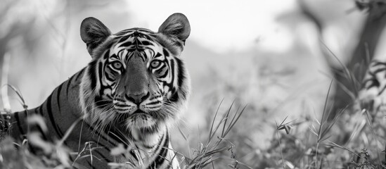 Bengal Tiger from Kanha, India observing the camera.