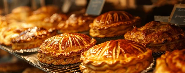 Gordijnen des galettes des rois dans un présentoir de boulangerie - format bannière web © Fox_Dsign