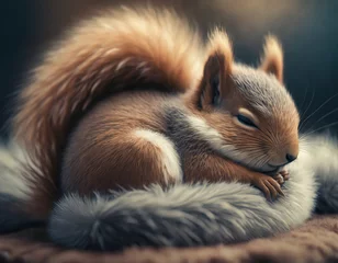 Fotobehang Cute animals doing hibernation – squirrel © pixs:sell