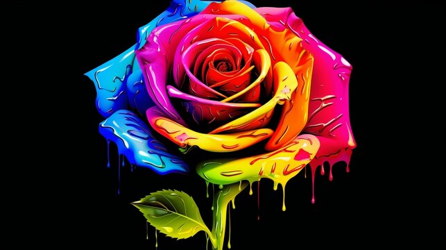 Pop Art Rose: Transform a rose photo into a pop art-inspired image using bold colors, 