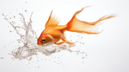  a goldfish is jumping out of the water to get to the bottom of the wave of the wave of water.