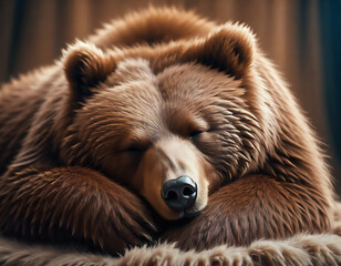Cute animals doing hibernation – brown bear