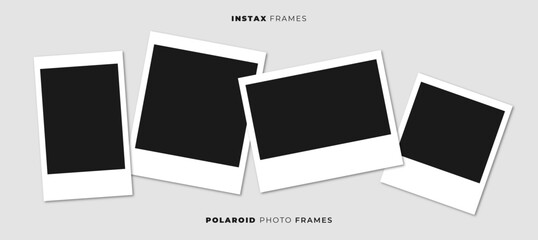 Polaroid Photo Frames. Realistic Vector Frames with Media Placeholders. Vintage Frame Cards. Photo Mockups with White Borders.