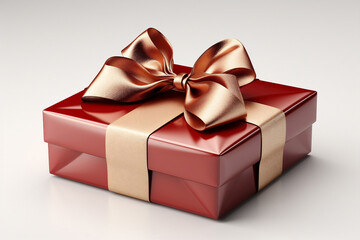 Gift box red with a bow for the New Year, birthday, Mother's Day. Holiday, decor concept