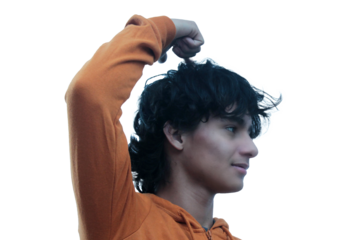 young latin hispanic man thinking