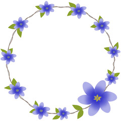 frame made of blue flowers