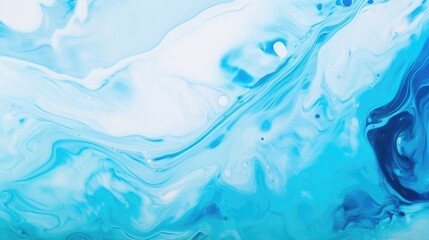 Cyan blue ocean wave with white bubbles effect. Color gradient paint splash design. acrylic ink water. Sea foam. Smeared streak abstract pattern. Marble texture art background
