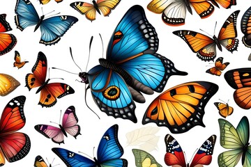 Seamless pattern with butterflies. Generative AI