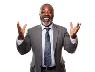 Happy African American businessman, cut out