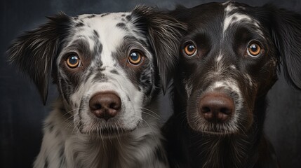 A captivating HD image of two dogs, their expressive eyes capturing the viewer's attention, as they exude a mix of curiosity, innocence, and undeniable charm.