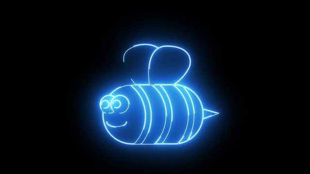 Animated bee icon with a glowing neon effect
