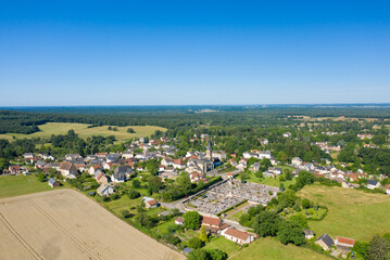 A traditional village old seaside resort in the middle of the countryside in Europe, France, Burgundy, Nievre, Saint-Honor&eacute;-les-Bains, towards Chateau Chinon, in summer on a sunny day.