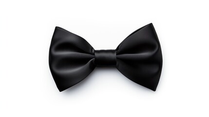  a close up of a black bow tie on a white background with a clipping path to the top of the bow.