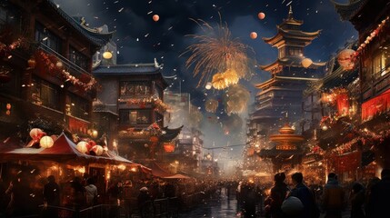 Fireworks in China to celebrate the Chinese New Year
