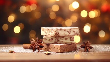 Fototapeta na wymiar assortment of nougats and traditional Christmas sweets
