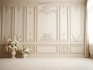 Luxury wedding ceremony interior wall background and copy space - obrazy, fototapety, plakaty