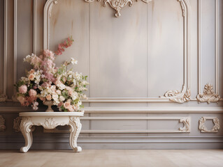 Luxury wedding ceremony interior wall background and copy space