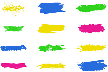 Highlight brush underline yellow, red, orange, green, blue highlighter strokes on transparent background. Grunge freehand watercolor ink pencil marks. Stroke highligher color set. Marker pen highlight