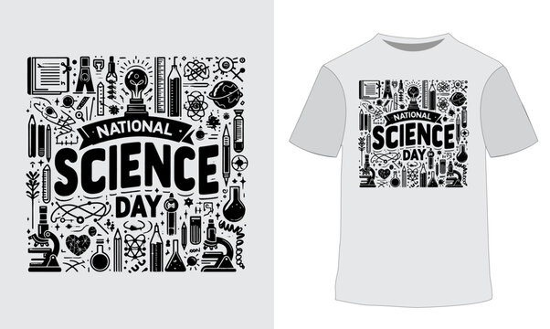 National Science Day t-shirt with science elements