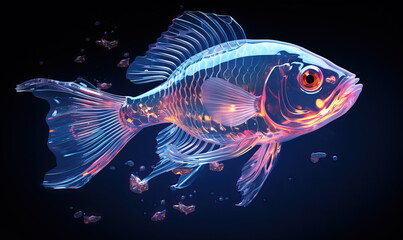 Fototapeta premium Colorful transparent fish on a dark background.