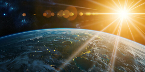 Schöne Planetarische Landschaft Erde von oben im Universum, ai generativ