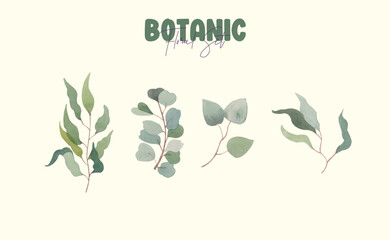 Handmade Botanic Watercolor Floral Set