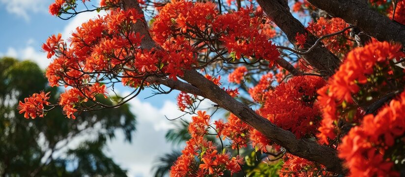 Blooming Illawarra Flame Tree.