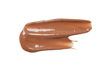 Smear of tasty melted milk chocolate isolated on white, top view