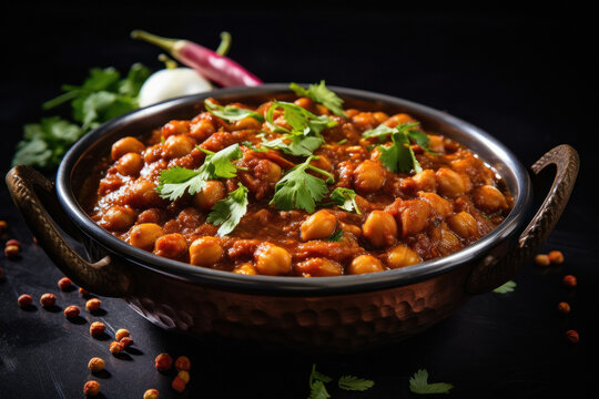 indian famous food chole masala. made from chickpeas in indian spices
