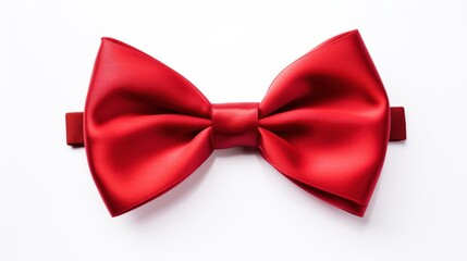  a close up of a red bow tie on a white background with a clipping for a clipping on the side of the bow tie.