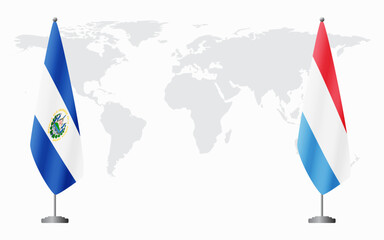 El Salvador and Luxembourg flags for official meeting