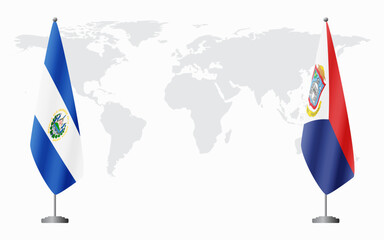 El Salvador and Sint Maarten flags for official meeting