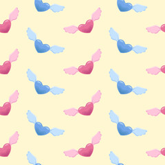 Seamless pattern for Valentine's day. Background for fabric design, wrapping paper and other printing. Design for greeting card, gift box and print.	