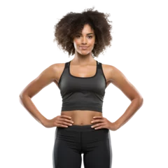 Rolgordijnen portrait of an Afro-American female fitness trainer posing on transparent background © EOL STUDIOS