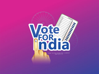 illustration Of Showing Voting Finger With Electronic Voting Machine, vote for india. - obrazy, fototapety, plakaty