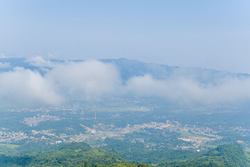 The panoramic view of the city , Asia, Vietnam, Tonkin, Dien Bien Phu in summer on a sunny day.